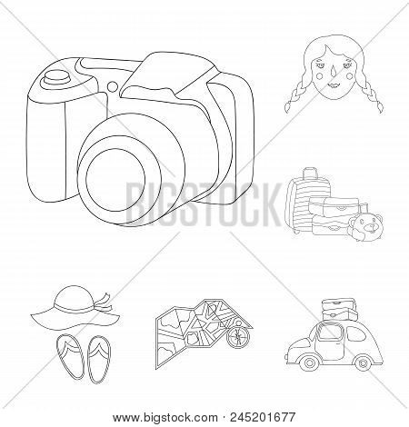 Family Holiday Outline Icons In Set Collection For Design. Recreation And Equipment. Vector Symbol S