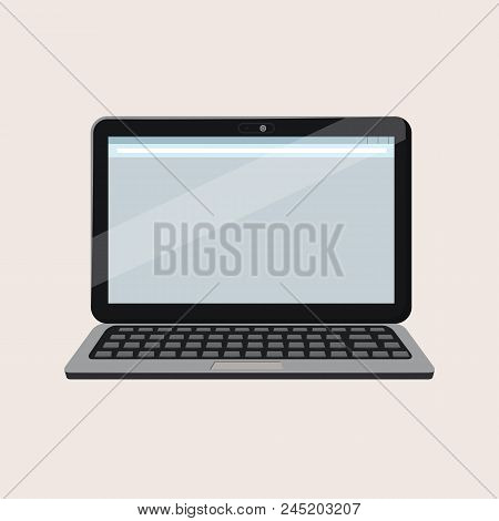 Modern Open Laptop With Blank Screen Isolated On White Background. Realistic Laptop Mockup. Computer