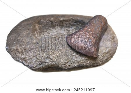 Stone Carved Axe-head Mould And Copper Piece. Early Bronze Age Techique Replica