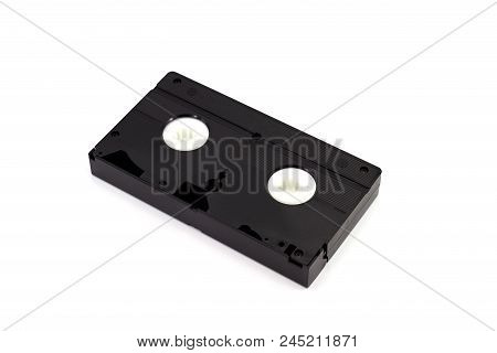 Close-up -  Old Vhs Retro Video Cassette Isolated With White Background