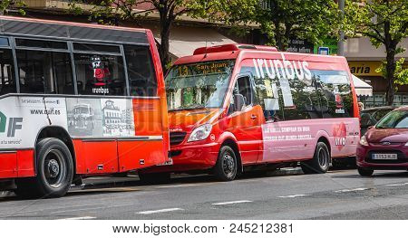 Public Bus Stopped At A Station In Irun
