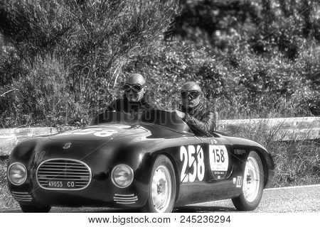 Pesaro Colle San Bartolo , Italy - May 17 - 2018 : Fiat Siata 750 Sport	1948 Old Racing Car In Rally