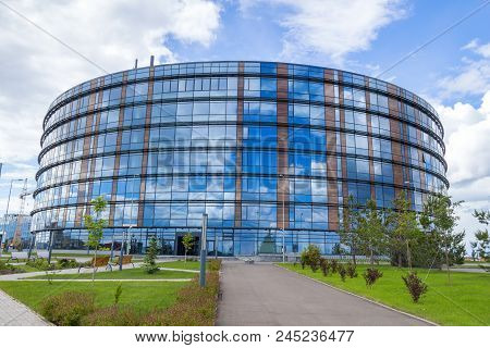 Innopolis, Russia - June 11, 2018: The Facade Of Technopark Named A. S. Popov In Kazan District.