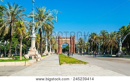 Arco Del Triunfo Barcelona Triumph Arch, Spain - May 18, 2018.