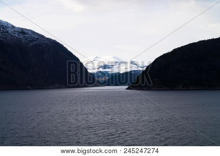 Landscape Of The Norwegian Eidfjord From The Perspektive Of A Cruise Ship