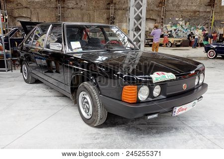 Kharkiv, Ukraine - May 19, 2018: Retro Car Black Tatra T-613 Manufactured In 1992 Is Presented At Th