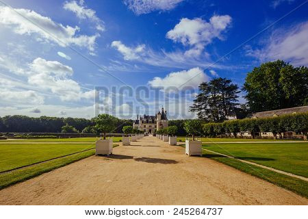 July 23, 2017 The Castle Of Chenonceau. France. The Facade Of The Medieval Castle Of Ladies. The Roy