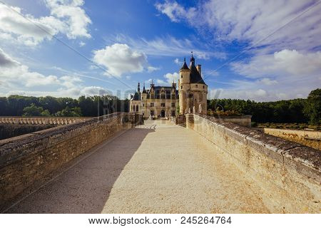 July 23, 2017 The Castle Of Chenonceau. France. The Facade Of The Medieval Castle Of Ladies. The Roy