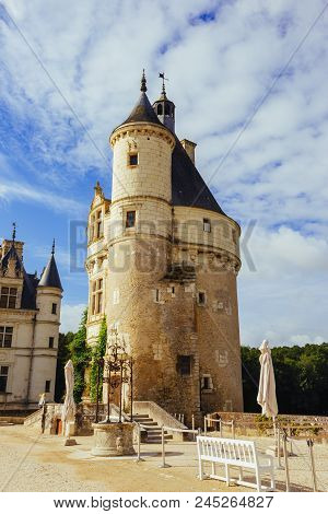 July 23, 2017 The Castle Of Chenonceau. France. The Facade Of The Medieval Castle Of Ladies. The Roy