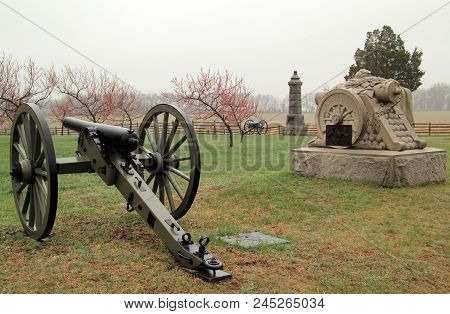 Gettysburg, Pa - April 15: The Peach Orchard Was The Scene Of Some Of The Most Furious Fighting Betw