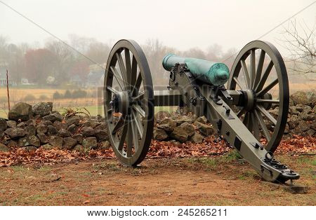 Gettysburg, Pa - April 15:  Artillery On Seminary Ridge In Gettysburg National Military Park Marks P