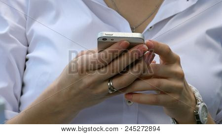 Woman Using Smart Phone Mobile Professional Shot On Lumix Gh4