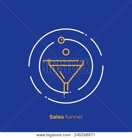 Sales Funnel Line Art Icon, Target Audience Vector Art, Outline Big Data Illustration