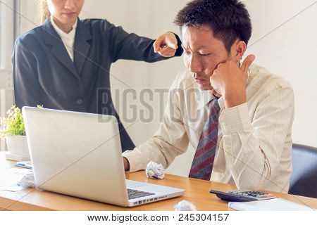 Stressed Businessman Having Problems And Headache, Erroneous Administration
