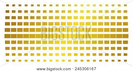 Filled Rectange Icon Golden Halftone Pattern. Vector Filled Rectange Items Are Organized Into Halfto