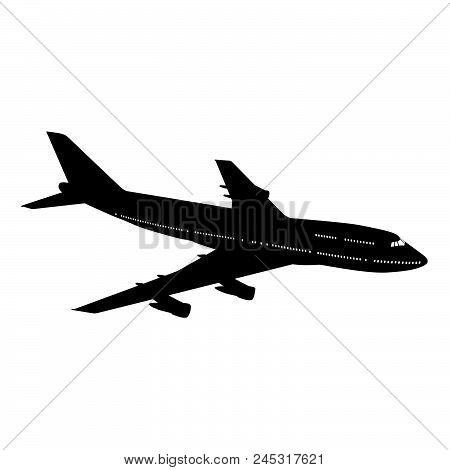 Airplane Silhouette On White Background. Vector Illustration.