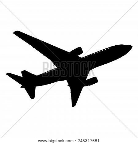 Airplane Silhouette On White Background. Vector Illustration.