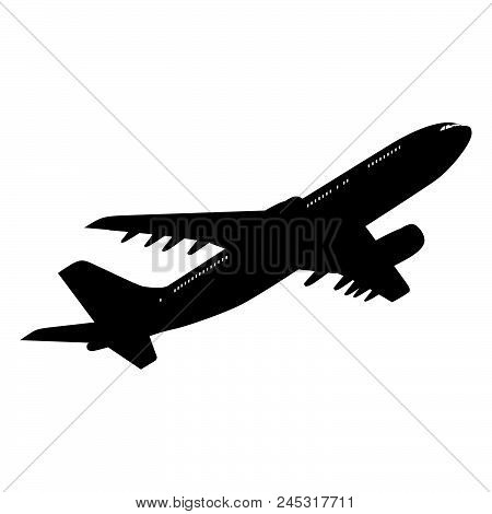 Airplane Silhouette On White Background. Vector Illustration.