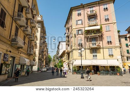 La Spezia, Italy - April 28: City Center Of La Spezia, On April 28 2018 In La Spezia, Italy