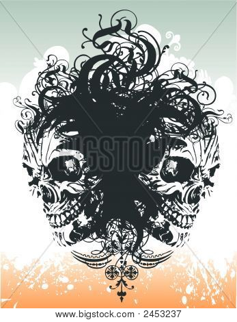 Ilustração em vetor crânios florescer