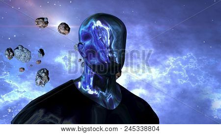 Cyborg Human In The Open Space