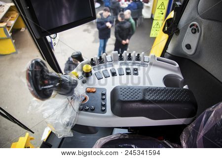Cabin Agro Machines From The Inside, Background Image Close-up