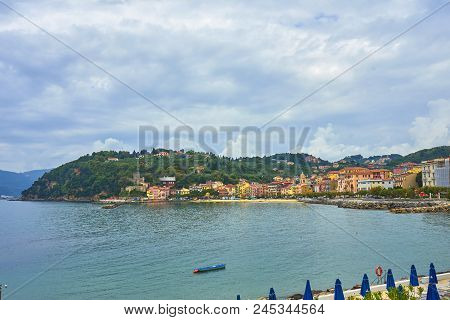 San Terenzo Village, Cinque Terre, Italy, Europe. San Terenzo Is Located In Gulf Of Poets, In The Le
