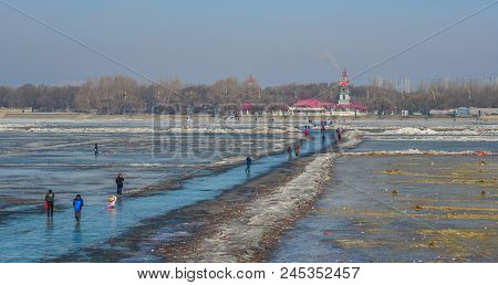 Songhua Ice River In Harbin, China