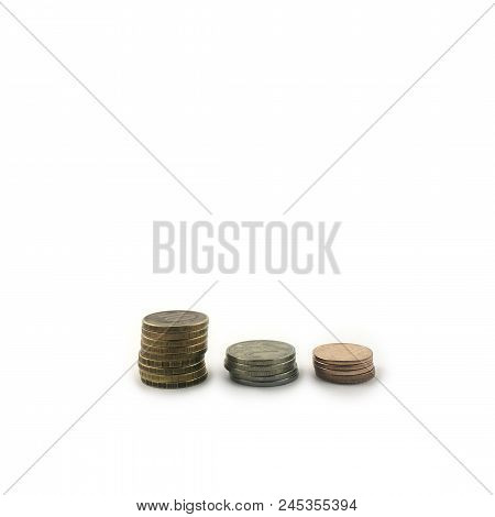 A Stack Of Russian Ten-coin On White Background