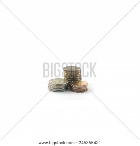 Golden Russian Coins Isolated On White Background