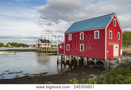 The View And The Buildong In Cape Porpoise, Maine Usa