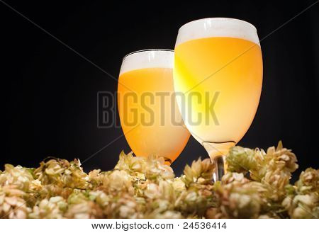 Kaksi lasia olutta hop