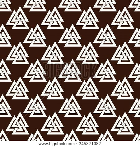 Seamless Pattern From The Crossed Triangles.  Endless Texture For Textile Design. Sacred Sign Of Vik
