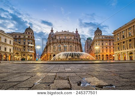 Piazza De Ferrari Square In Genoa, Italy