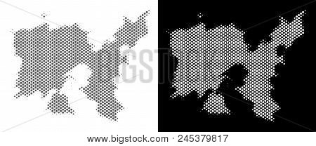 Halftone Round Pixel Limnos Greek Island Map. Vector Territory Maps In Grey And White Colors On Whit