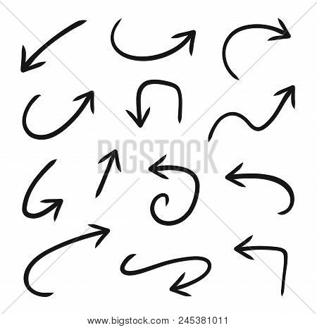 Hand Drawn Vector Arrows Set - Stock Vector.