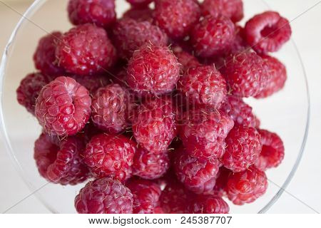 Fresh And Sweet Red Raspberries Texture Background. Raspberry Fruit Pile Background. Selection Of Fr