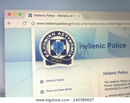 Athens, Greece - June 13, 2018: The Homepage Of The Hellenic Police, The National Police Service Of 