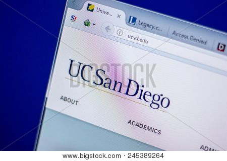 Ryazan, Russia - June 05, 2018: Homepage Of Ucsd Website On The Display Of Pc, Url - Ucsd.edu