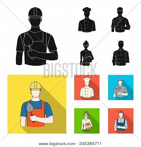Cook, Painter, Teacher, Locksmith Mechanic.profession Set Collection Icons In Black, Flat Style Vect