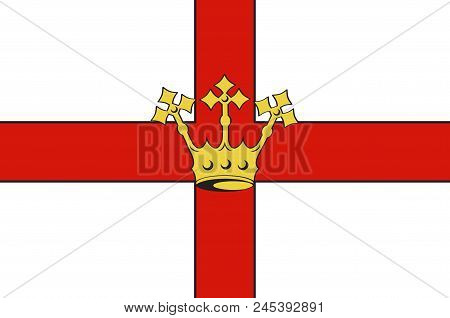 Flag Of Koblenz Is A German City Situated On Both Banks Of The Rhine. Vector Illustration