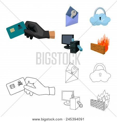 System, Internet, Connection, Code .hackers And Hacking Set Collection Icons In Cartoon, Outline Sty