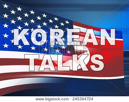 North Korea United States Talks Globe 3d Illustration.