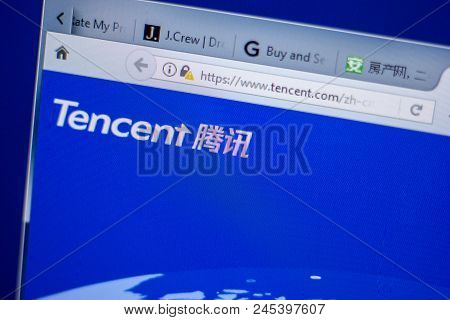 Ryazan, Russia - June 05, 2018: Homepage Of Tencent Website On The Display Of Pc, Url - Tencent.com