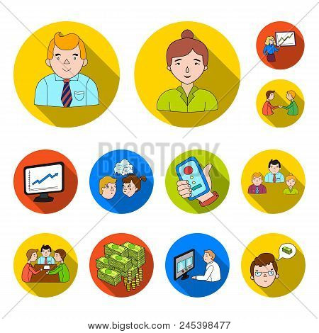 Business Conference And Negotiations Flat Icons In Set Collection For Design.business And Training V