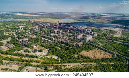 Aerial Panoramic View Of The Industrial City Of Krivoy Rog In Ukraine