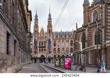 Amsterdam, Netherlands - June 25, 2017: View Of The  Neo-gothic Building Of The Former Amsterdam Mai