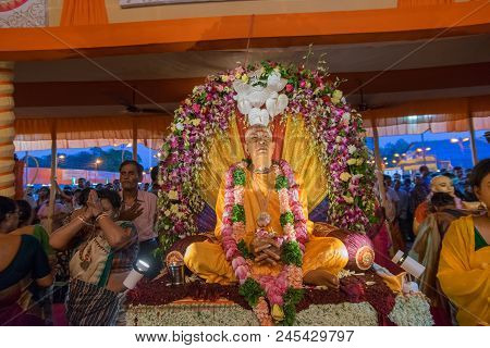 Kolkata, West Bengal , India - July 2nd 2017 : Hindu Devotee Showing Respect With Folded Hands (nama