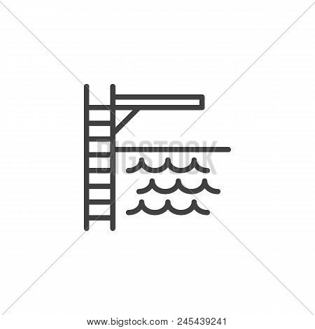 Swimming Pool Trampoline Outline Icon. Linear Style Sign For Mobile Concept And Web Design. Jump Boa