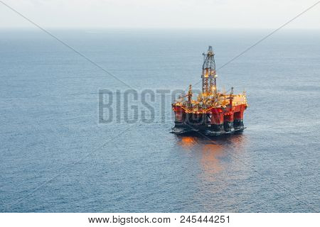 offshore oil and gas platform with illumination